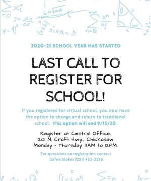 Last Call to Register for School 